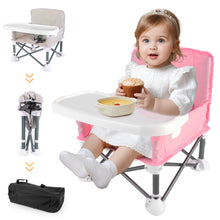 Load image into Gallery viewer, Travel-Friendly Baby Booster Seat -Portable Folding Chair with High Stability and Non-Slip Pads, ideal for Beach Outings, Outdoor Adventures, and Mealtime. Lightweight and Compact Design for Infants and Toddlers