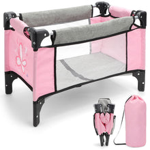 Load image into Gallery viewer, Baby Dolls Crib, Foldable Baby Doll Bed with Storage Bag, Doll Furniture Accessory for Up to 18 Inch Baby Dolls, Christmas Birthday Pretend Play Gift for Kids Ages 3+