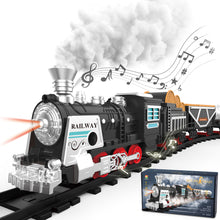 Load image into Gallery viewer, Electric Steam Train Playset with Lights, Music & Water‑Vapour Smoke – Classic Locomotive Railway Toy with Track | Gift for Kids Ages 3+