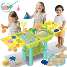 Load image into Gallery viewer, Water Play Table for Kids Sand Water Activity Set with Fishing Game,Water Whee Creative Moulds Indoor Outdoor Summer Garden Toys Sand Pit Water table for Children Activity Set