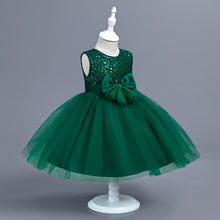 Load image into Gallery viewer, Baby Girl Dress Birthday Party Princess Sequin Gown Tulle Bow Sleeveless Flower Girl Dress Pageant Birthday Wedding Prom Gown for children aged 6 months - 3 years