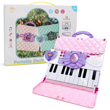 Load image into Gallery viewer, Kids Musical Keyboard Toy with Microphone ¨C 40-Key Foldable Piano with Music Lights, Volume Control & Power Adapter ¨C Educational Electronic Music Keyboard for Girls Ages 3-8 (Pink & Blue)