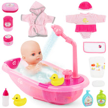 Load image into Gallery viewer, Baby Doll Bath Set with Accessories ¨C 16-Piece Pretend Play Bath Time Toy with Bathtub, Shower, Clothes, Rubber Duck & Toiletries ¨C Ideal Gift for Girls & Boys Ages 3+