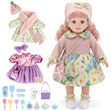 Load image into Gallery viewer, 14 Inch Doll Dress Up Playset, Baby Doll with 3 Outfits & Accessories, Handbags, Hairbrush, Makeup, Hair Accessories, Toy Phone, Cute Pet, Pretend Play Toy Gift for Kids Aged 3+