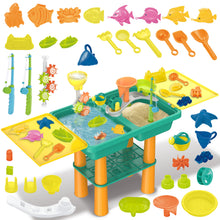 Load image into Gallery viewer, Water Play Table for Kids Sand Water Activity Set with Fishing Game,Water Whee Creative Moulds Indoor Outdoor Summer Garden Toys Sand Pit Water table for Children Activity Set