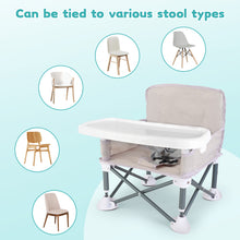 Load image into Gallery viewer, Travel-Friendly Baby Booster Seat -Portable Folding Chair with High Stability and Non-Slip Pads, ideal for Beach Outings, Outdoor Adventures, and Mealtime. Lightweight and Compact Design for Infants and Toddlers