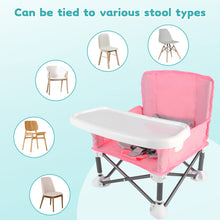 Load image into Gallery viewer, Travel-Friendly Baby Booster Seat -Portable Folding Chair with High Stability and Non-Slip Pads, ideal for Beach Outings, Outdoor Adventures, and Mealtime. Lightweight and Compact Design for Infants and Toddlers