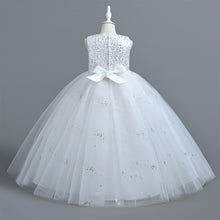 Load image into Gallery viewer, Girls Pageant Bow Princess Dresses Party Prom Gown Flower Girls Lace Wedding Sequins Dress Elegant Communion Formal Birthday Long Tulle Ball Gown Kids Girls Bridesmaid Dance Christmas Evening Dress for Girls 110-160cm in Height