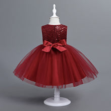 Load image into Gallery viewer, Baby Girl Dress Birthday Party Princess Sequin Gown Tulle Bow Sleeveless Flower Girl Dress Pageant Birthday Wedding Prom Gown for children aged 6 months - 3 years