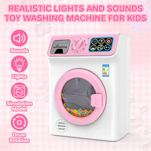 Load image into Gallery viewer, Kids Washing Machine Toy Set Pretend Play Household toy Set Laundry Washer with Lights, Sounds & Music Interactive Educational Toy with Detergent Bottle, Basket & Cloth Role Play Gift for Boys & Girls Ages 3+