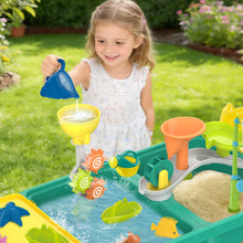 Load image into Gallery viewer, Water Play Table for Kids Sand Water Activity Set with Fishing Game,Water Whee Creative Moulds Indoor Outdoor Summer Garden Toys Sand Pit Water table for Children Activity Set
