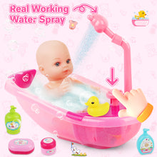 Load image into Gallery viewer, Baby Doll Bath Set with Accessories ¨C 16-Piece Pretend Play Bath Time Toy with Bathtub, Shower, Clothes, Rubber Duck & Toiletries ¨C Ideal Gift for Girls & Boys Ages 3+