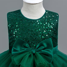 Load image into Gallery viewer, Baby Girl Dress Birthday Party Princess Sequin Gown Tulle Bow Sleeveless Flower Girl Dress Pageant Birthday Wedding Prom Gown for children aged 6 months - 3 years