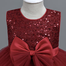 Load image into Gallery viewer, Baby Girl Dress Birthday Party Princess Sequin Gown Tulle Bow Sleeveless Flower Girl Dress Pageant Birthday Wedding Prom Gown for children aged 6 months - 3 years