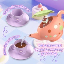 Load image into Gallery viewer, 3-in-1 Color Changing Tea Party Set Pretend Play Cupcakes,Teapot & Desserts Toy for Kids,Pretend Play Kitchen Toys for Kids, Birthday Gifts for Girls & Boys