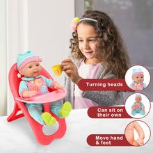 Load image into Gallery viewer, 14" Baby Doll Play Set 25 Pcs Baby Doll Accs with High Chair Bath Crib Feeding Accs Realistic Pretend Play Baby Dolls for 3+