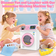 Load image into Gallery viewer, Kids Washing Machine Toy Set Pretend Play Household toy Set Laundry Washer with Lights, Sounds & Music Interactive Educational Toy with Detergent Bottle, Basket & Cloth Role Play Gift for Boys & Girls Ages 3+