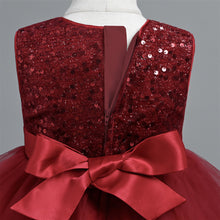 Load image into Gallery viewer, Baby Girl Dress Birthday Party Princess Sequin Gown Tulle Bow Sleeveless Flower Girl Dress Pageant Birthday Wedding Prom Gown for children aged 6 months - 3 years