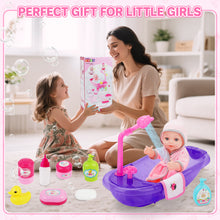 Load image into Gallery viewer, Baby Doll Set with Bathtub, Doll Bath Set - Real Working Bathtub with Detachable Shower Spray and Accessories for Kids Pretend Play Ages 3+