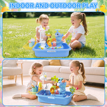 Load image into Gallery viewer, Pretend Play Kitchen Sink with Real Running Water -4-in-1 Water Play Table, Floating Pool, Fishing & Duck Slide Game - Interactive Washing Up Toy for Toddlers & Kids (Blue