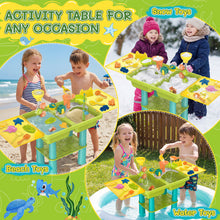 Load image into Gallery viewer, Water Play Table for Kids Sand Water Activity Set with Fishing Game,Water Whee Creative Moulds Indoor Outdoor Summer Garden Toys Sand Pit Water table for Children Activity Set