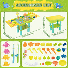 Load image into Gallery viewer, Water Play Table for Kids Sand Water Activity Set with Fishing Game,Water Whee Creative Moulds Indoor Outdoor Summer Garden Toys Sand Pit Water table for Children Activity Set