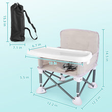 Load image into Gallery viewer, Travel-Friendly Baby Booster Seat -Portable Folding Chair with High Stability and Non-Slip Pads, ideal for Beach Outings, Outdoor Adventures, and Mealtime. Lightweight and Compact Design for Infants and Toddlers