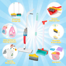 Load image into Gallery viewer, Kids Cleaning Toy Set, Pretend Play Cleaning Kit with Spray Mop, Broom, Dustpan, Recycling Bin & Accessories, Realistic Household Role Play Toys for Boys & Girls Aged 3+