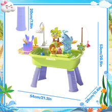 Load image into Gallery viewer, Beach Table & Simulation Kitchen Sink 2-in-1 Toy Set with Water Supply Function Simulation Dishwashing Set with Faucet Color-changing Tableware in Warm Water Children's Role Playing Toy with Accessories Gift