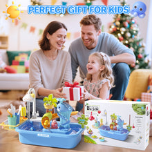 Load image into Gallery viewer, Pretend Play Kitchen Sink with Real Running Water -4-in-1 Water Play Table, Floating Pool, Fishing & Duck Slide Game - Interactive Washing Up Toy for Toddlers & Kids (Blue