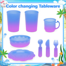 Load image into Gallery viewer, Beach Table & Simulation Kitchen Sink 2-in-1 Toy Set with Water Supply Function Simulation Dishwashing Set with Faucet Color-changing Tableware in Warm Water Children's Role Playing Toy with Accessories Gift