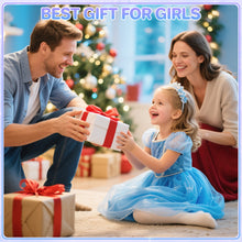 Load image into Gallery viewer, Girls Light Makeup Table Vanity Set with Mirror, Lights & Music, Pretend Play Hair & Makeup Toys with Accessories, Jewelry, Pretend Cosmetics Storage Toddler Princess Dressing Table Gift