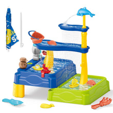 Load image into Gallery viewer, Kids Water Table Toy, 3-Tier Dolphin Waterfall Play Table with Sand & Water Play Accessories, Outdoor Summer Backyard Water Toys for Toddlers