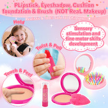 Load image into Gallery viewer, Kids Pretend Play Purse Set with Accessories – Girls Role Play Handbag Toy with Play Smartphone, Wallet, Fake Cash, Cards, Watch, Makeup, Hairbrush & Travel Cup – Educational Princess Dress Up Gifts for Girls Ages 3+