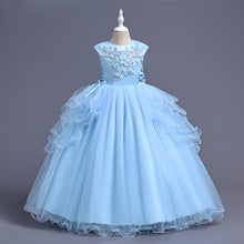 Load image into Gallery viewer, Girls Lace Tulle Embroidered Princess Prom Ball Gown Formal Party Long Tail Dresses Children Princess Prom Host Dress Flower Girl Dresses Dance Pageant Birthday Christmas Party for 110cm-160cm Height Kids