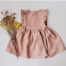 Load image into Gallery viewer, Little Girl Cotton Linen Dress with Smocking Casual Dress Sleeveless Girls Dress Double Ruffles Casual Dresses A-Line Swing Dresses, Baby Girl Dress Ruffle Sleeveless, Toddler Girls Casual Clothes Party Beach Dresses for Spring Summer 1-4 Years