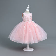 Load image into Gallery viewer, Girls Party Dress Floral Lace Embroidered Tulle Tutu Princesse Flower Girl Wedding Bridesmaid Prom Evening Pageant Communion Birthday Dress Sequin Sleeveless Maxi Ball Gown for girls from 110cm-160cm in height