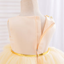 Load image into Gallery viewer, Kids Girl Tulle Embroidery Sleeveless Elegant Flower Dress + Flower Hairband, for Weddings, Parties, Birthdays, Fashion Shows & Piano Perform Toddler Formal Dress