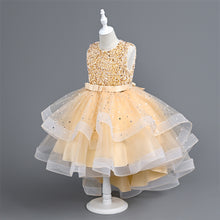 Load image into Gallery viewer, Girls Sequin Puffy Yarn Trailing Star Dress Sleeveless Tulle Gown Wedding Christmas Party Tail Dress Birthday Party Wedding Flower Girl Sweet and Cute Dress, Flower Girl Dress for Ceremony Party