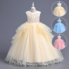 Load image into Gallery viewer, Girls Lace Tulle Embroidered Princess Prom Ball Gown Formal Party Long Tail Dresses Children Princess Prom Host Dress Flower Girl Dresses Dance Pageant Birthday Christmas Party for 110cm-160cm Height Kids