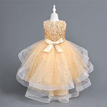 Load image into Gallery viewer, Girls Sequin Puffy Yarn Trailing Star Dress Sleeveless Tulle Gown Wedding Christmas Party Tail Dress Birthday Party Wedding Flower Girl Sweet and Cute Dress, Flower Girl Dress for Ceremony Party