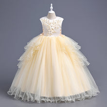 Load image into Gallery viewer, Girls Lace Tulle Embroidered Princess Prom Ball Gown Formal Party Long Tail Dresses Children Princess Prom Host Dress Flower Girl Dresses Dance Pageant Birthday Christmas Party for 110cm-160cm Height Kids