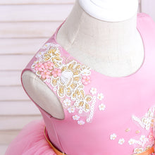 Load image into Gallery viewer, Kids Girl Tulle Embroidery Sleeveless Elegant Flower Dress + Flower Hairband, for Weddings, Parties, Birthdays, Fashion Shows & Piano Perform Toddler Formal Dress