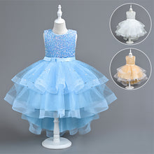 Load image into Gallery viewer, Girls Sequin Puffy Yarn Trailing Star Dress Sleeveless Tulle Gown Wedding Christmas Party Tail Dress Birthday Party Wedding Flower Girl Sweet and Cute Dress, Flower Girl Dress for Ceremony Party