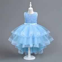 Load image into Gallery viewer, Girls Sequin Puffy Yarn Trailing Star Dress Sleeveless Tulle Gown Wedding Christmas Party Tail Dress Birthday Party Wedding Flower Girl Sweet and Cute Dress, Flower Girl Dress for Ceremony Party