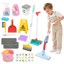 Load image into Gallery viewer, Kids Cleaning Toy Set, Pretend Play Cleaning Kit with Spray Mop, Broom, Dustpan, Recycling Bin & Accessories, Realistic Household Role Play Toys for Boys & Girls Aged 3+