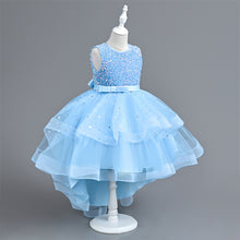 Load image into Gallery viewer, Girls Sequin Puffy Yarn Trailing Star Dress Sleeveless Tulle Gown Wedding Christmas Party Tail Dress Birthday Party Wedding Flower Girl Sweet and Cute Dress, Flower Girl Dress for Ceremony Party