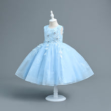 Load image into Gallery viewer, Girls Party Dress Floral Lace Embroidered Tulle Tutu Princesse Flower Girl Wedding Bridesmaid Prom Evening Pageant Communion Birthday Dress Sequin Sleeveless Maxi Ball Gown for girls from 110cm-160cm in height