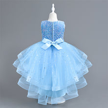 Load image into Gallery viewer, Girls Sequin Puffy Yarn Trailing Star Dress Sleeveless Tulle Gown Wedding Christmas Party Tail Dress Birthday Party Wedding Flower Girl Sweet and Cute Dress, Flower Girl Dress for Ceremony Party