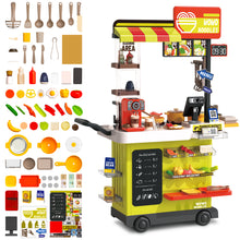 Load image into Gallery viewer, Kids Play Kitchen Fried Chicken Shop Pretend Food Truck with Lights, Sounds & Color-Changing Food Role Play Cooking Toy Set for Boys & Girls Ages 3-6 Birthday & Christmas Gift